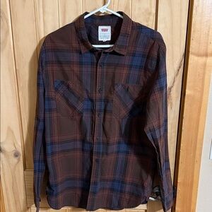 LEVIS Brown Plaid Button Down Long Sleeve